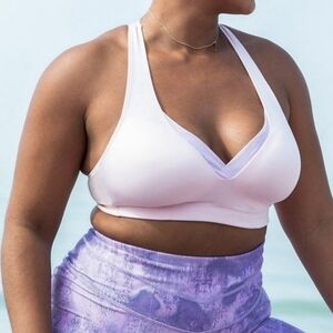 Calia By Carrie Underwood Pink Fixed Cup Mesh Racerback Cut Out Sports Bra